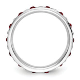 Sterling Silver Rhodium-plated Red and White Crystal Eternity Band Size 8